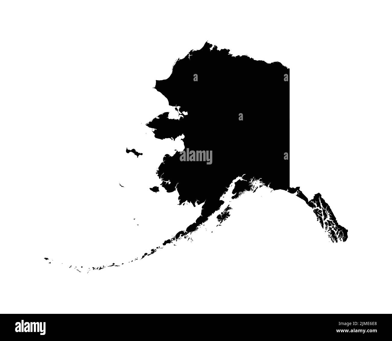 Alaska US Map. AK USA State Map. Black and White Alaskan State Border Boundary Line Outline Geography Territory Shape Vector Illustration EPS Clipart Stock Vector