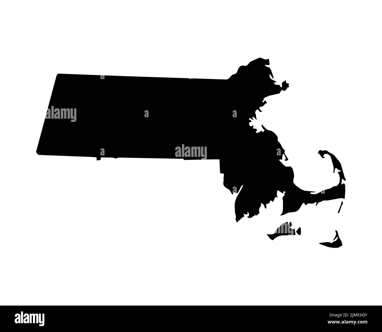 Massachusetts US Map. MA USA State Map. Black and White Massachusettsan