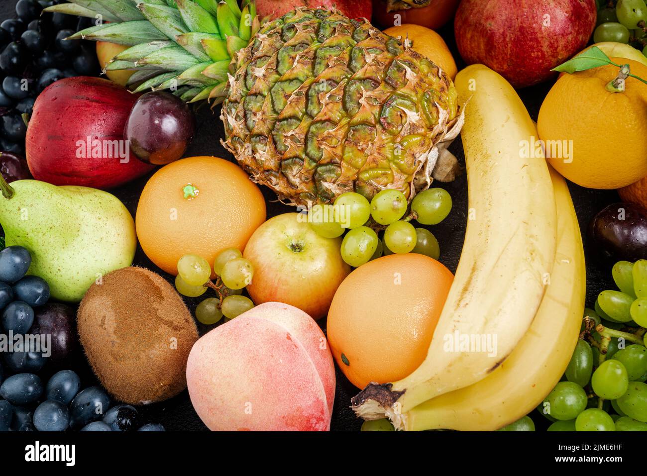 Assortment of healthy raw fruits. Mixed fruits Stock Photo Alamy