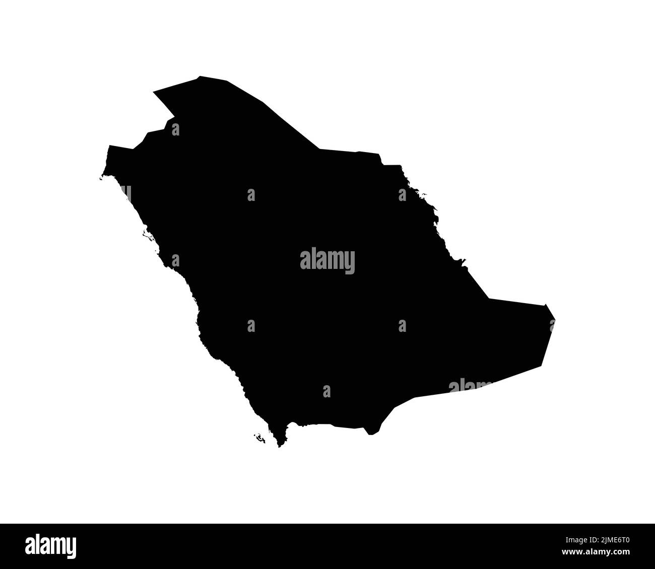 Saudi Arabia Map. Saudi Arabian Country Map. Black and White Saudi National Nation Geography Outline Border Boundary Territory Shape Vector Illustrati Stock Vector