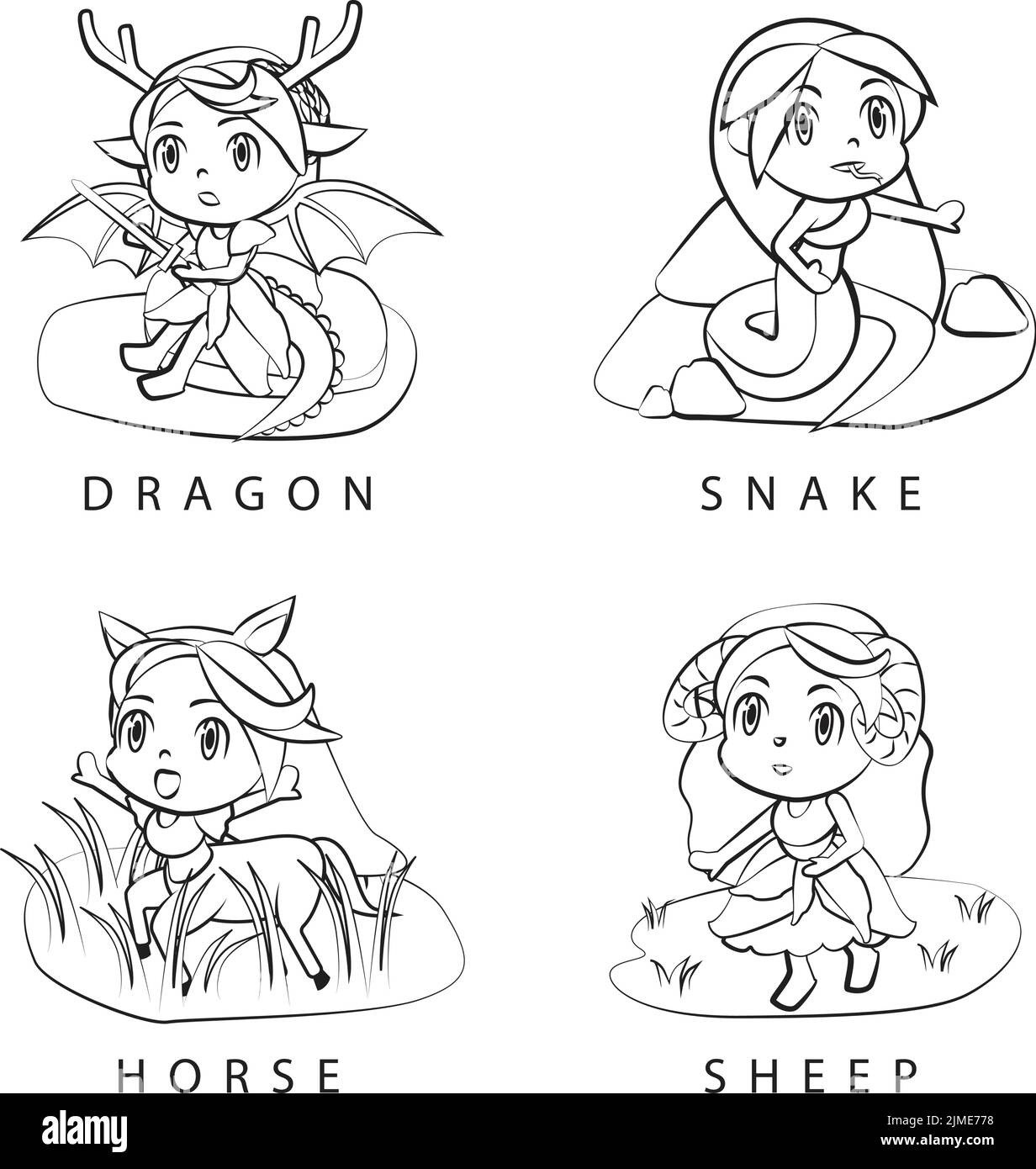 A vector illustration of the Chinese zodiac or shio lunar new year 