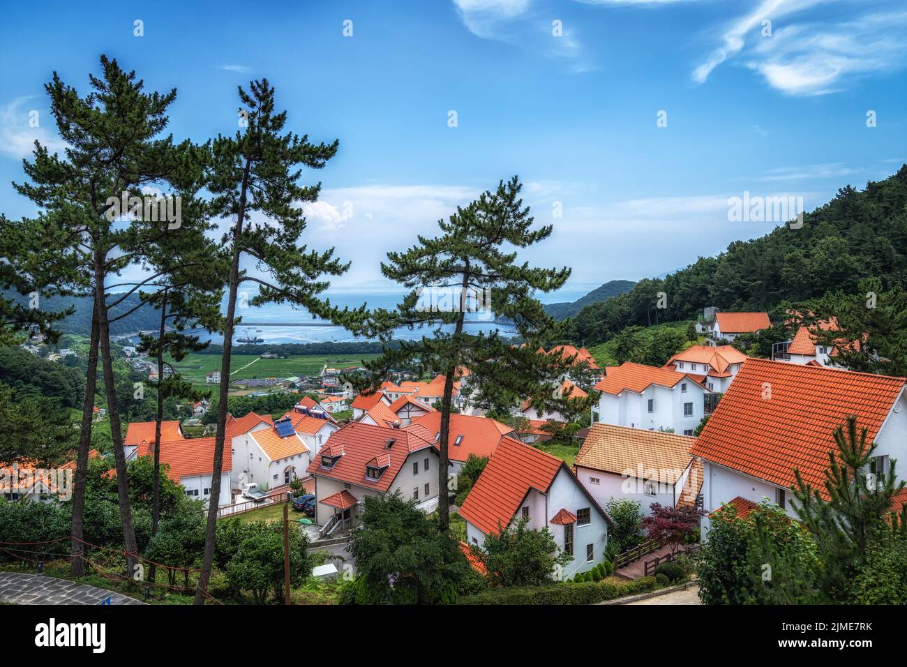 Namhae German Village ocean view Stock Photo - Alamy