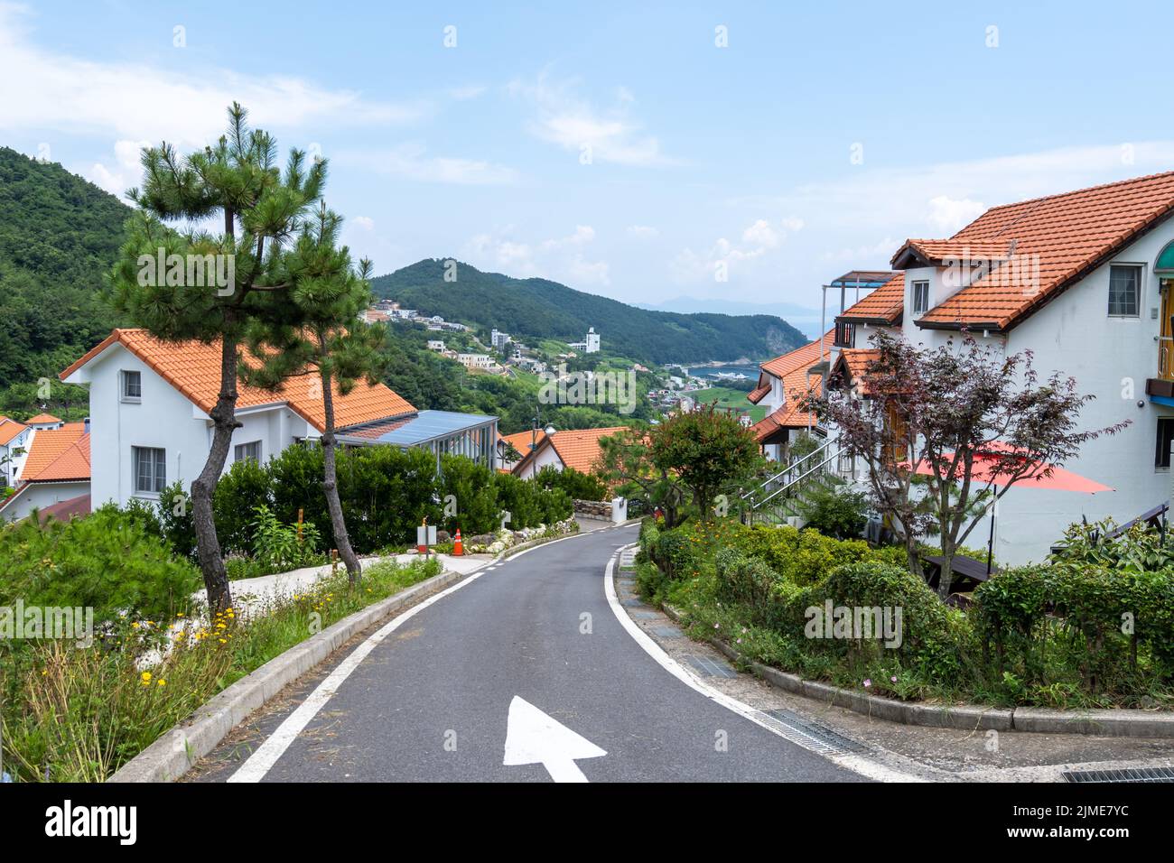 Namhae German Village ocean view Stock Photo - Alamy