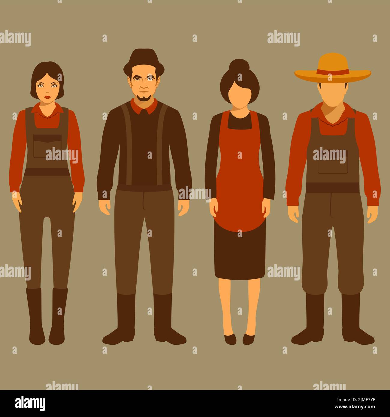 Vector cartoon farmer characters Stock Photo - Alamy