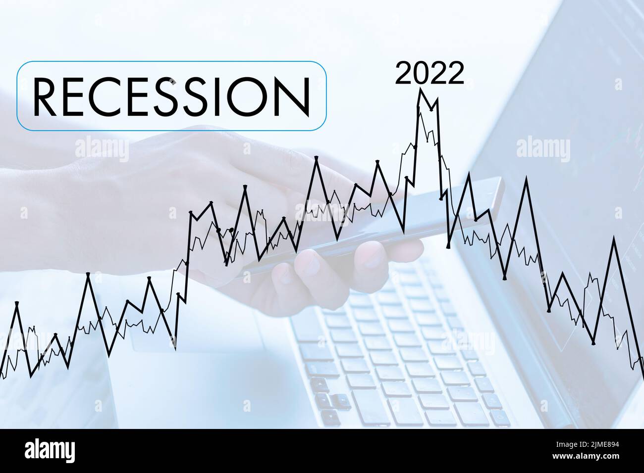 Economic crisis, Businessman using mobile smartphone analyzing sales ...