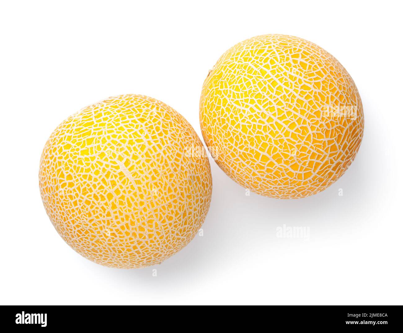 Two Whole Galia Melons Isolated Over White Stock Photo Alamy