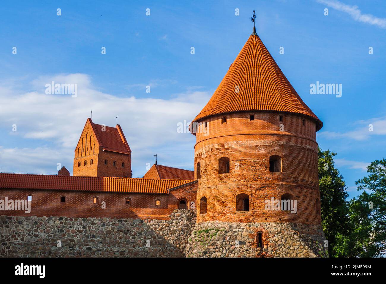 Medieval Gothic Island Castle of Trakai, Located in Galve Lake. Lithuania Stock Photo