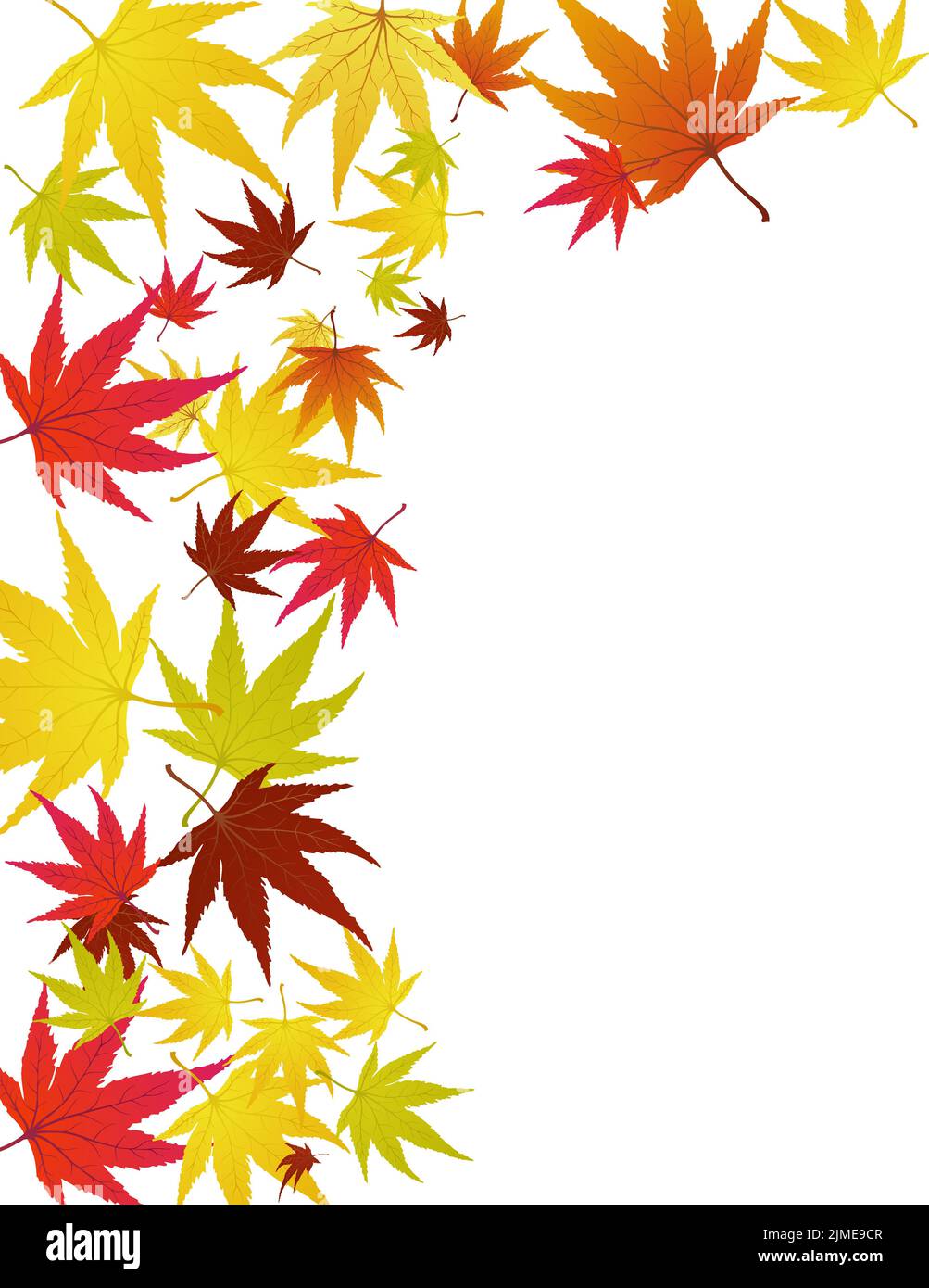 Autumn Leaves Border. Red, yellow and orange color fall leaves with ...