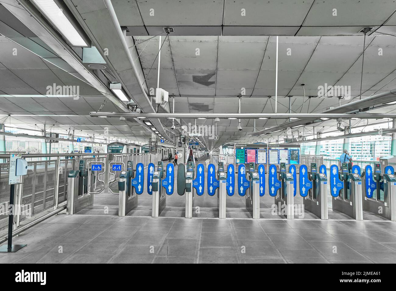 Concourse and ticket barrier at Blackfriars rail station, London, England. Stock Photo