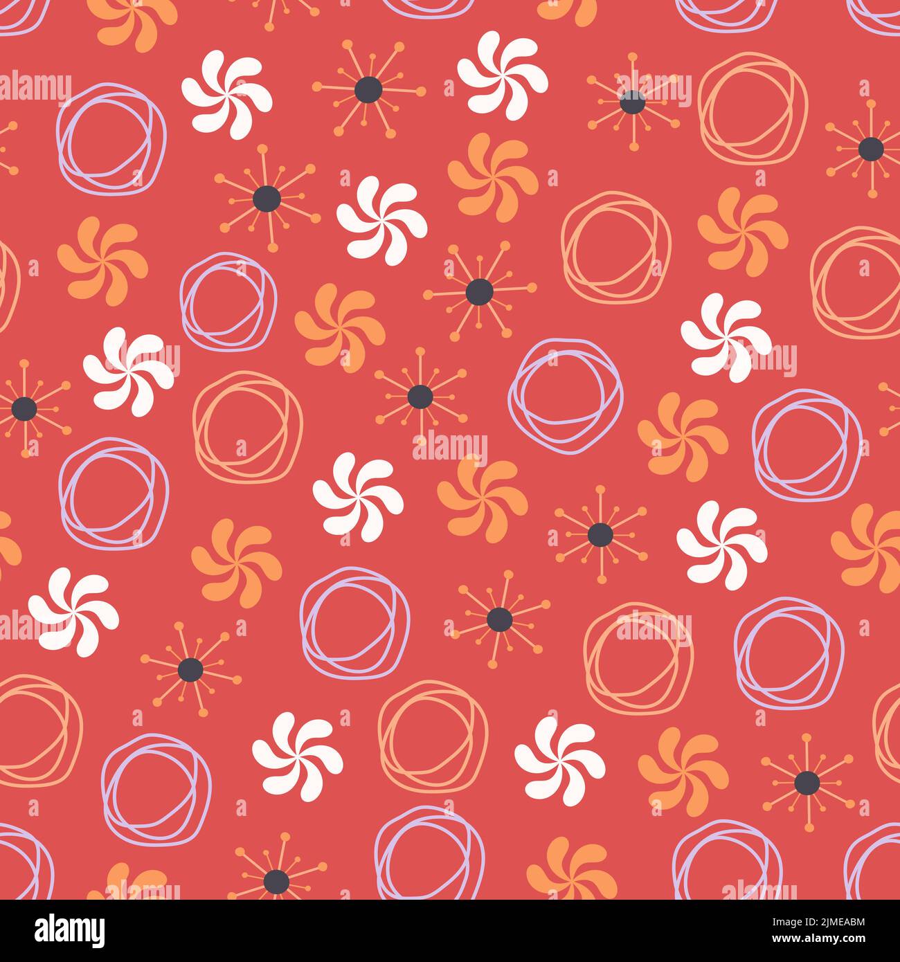 Stylish fashionable vector seamless ornamental pattern design. Modern repeating floral texture. Abstract shapes background for textile and printing Stock Vector
