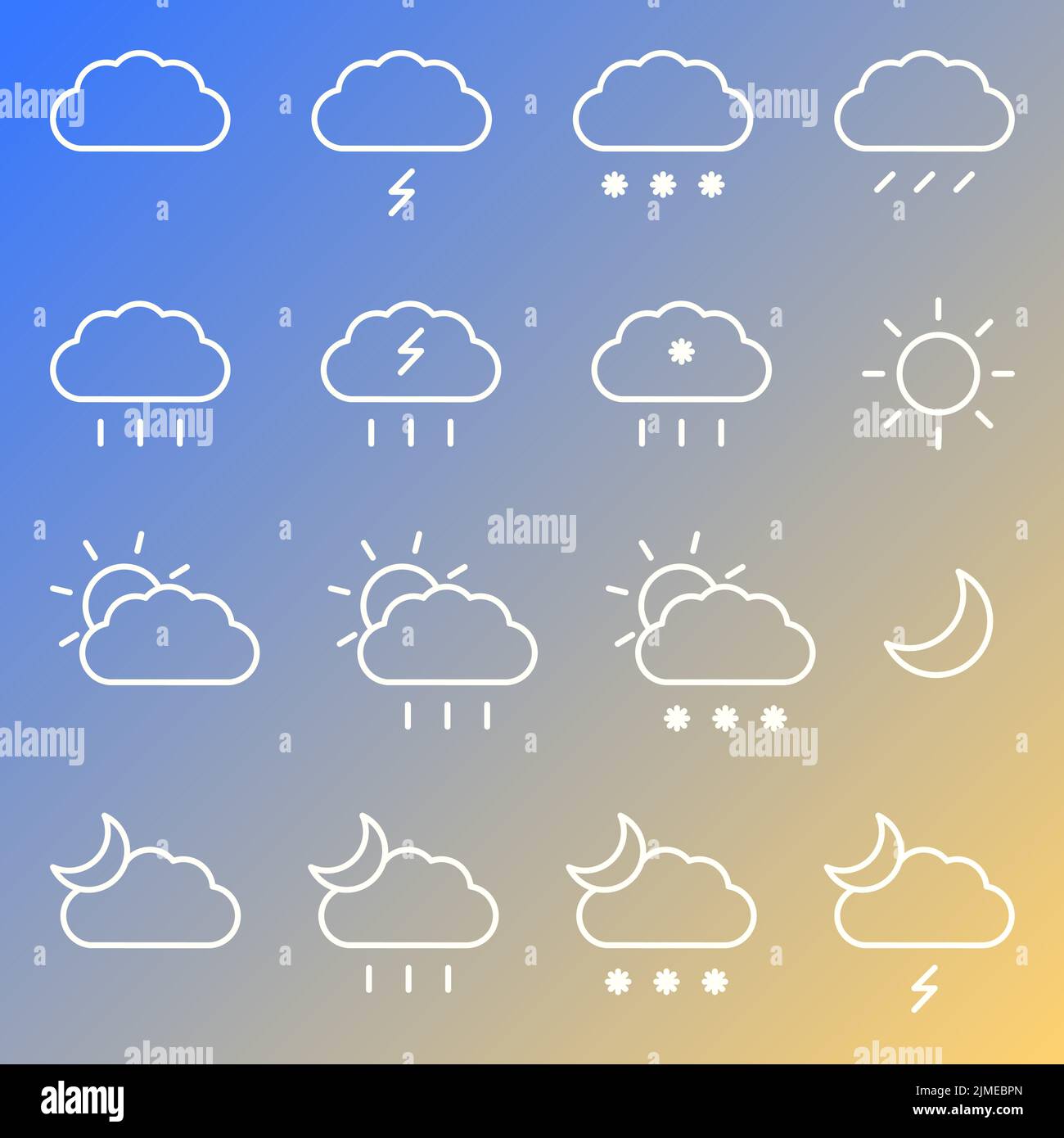 Weather forecast. Outline isolated web icons set. Stock Vector
