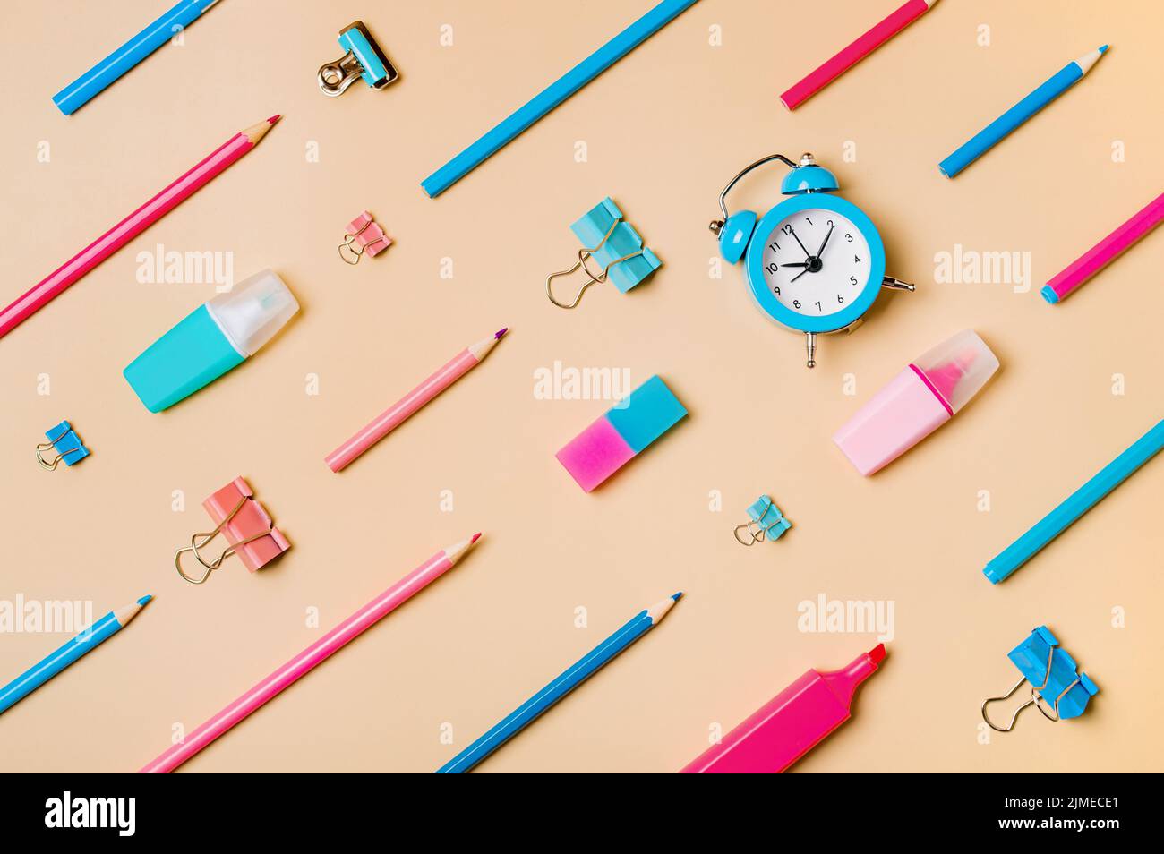 Back to school diagonal pattern, neutral beige bg Stock Photo - Alamy