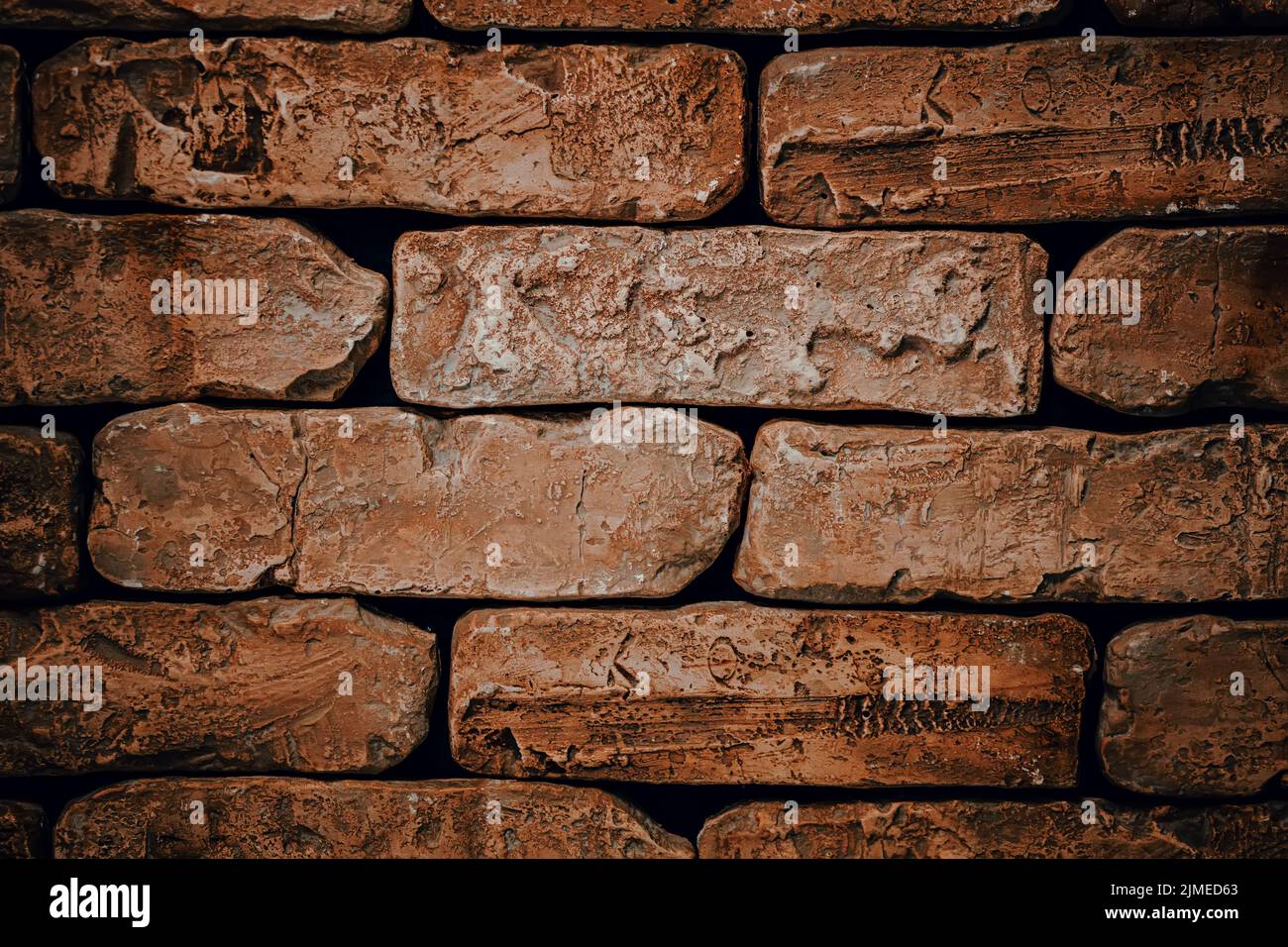 Brick wall close-up. Abstract red brick background Stock Photo