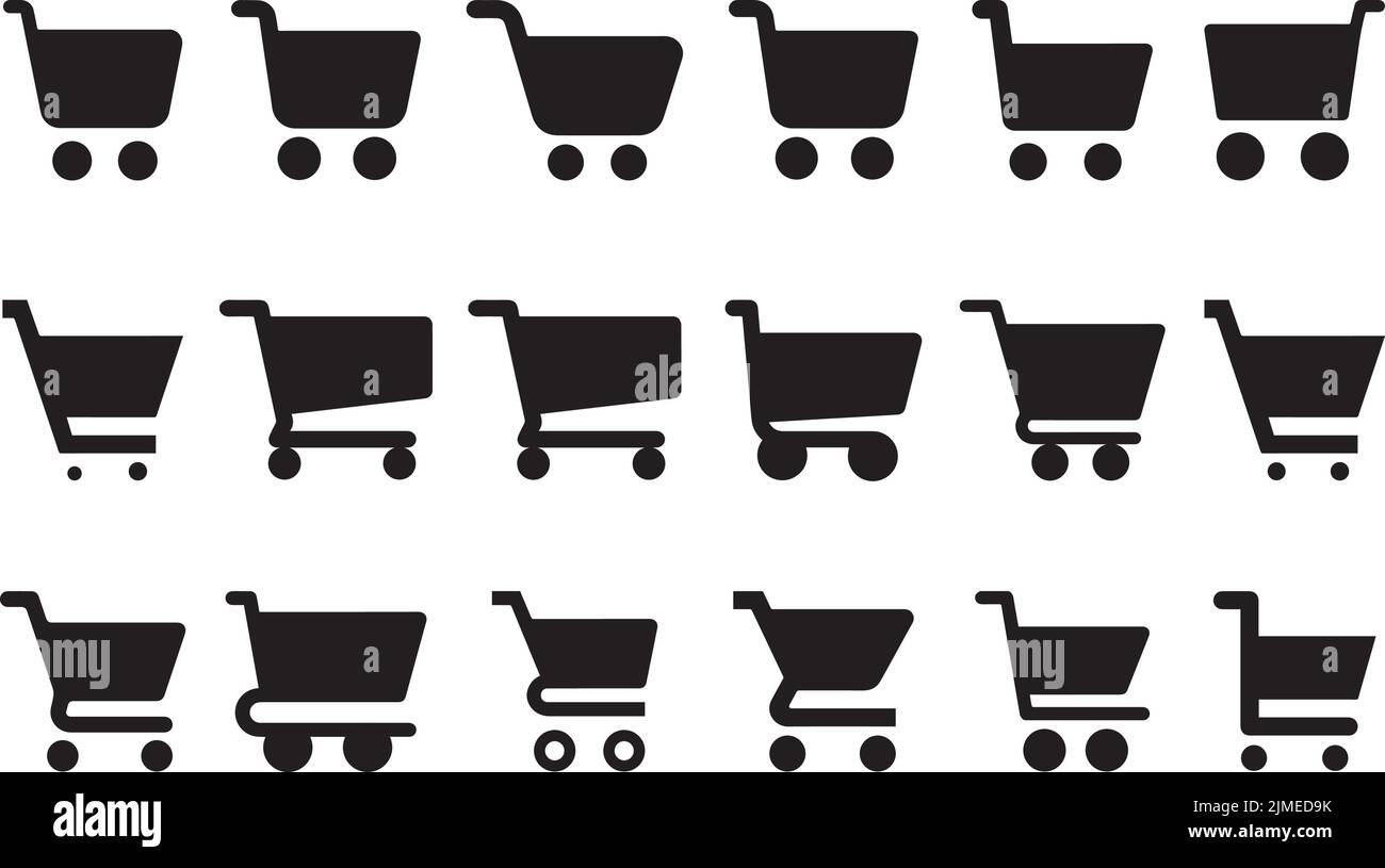 A vector illustration of shopping cart icons set isolated on white ...