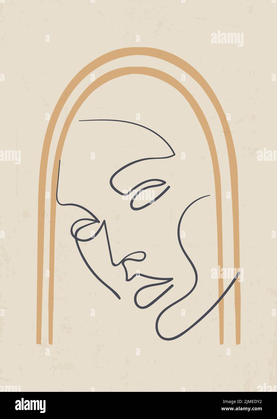 Creative linear abstract face art poster illustration Stock Vector ...