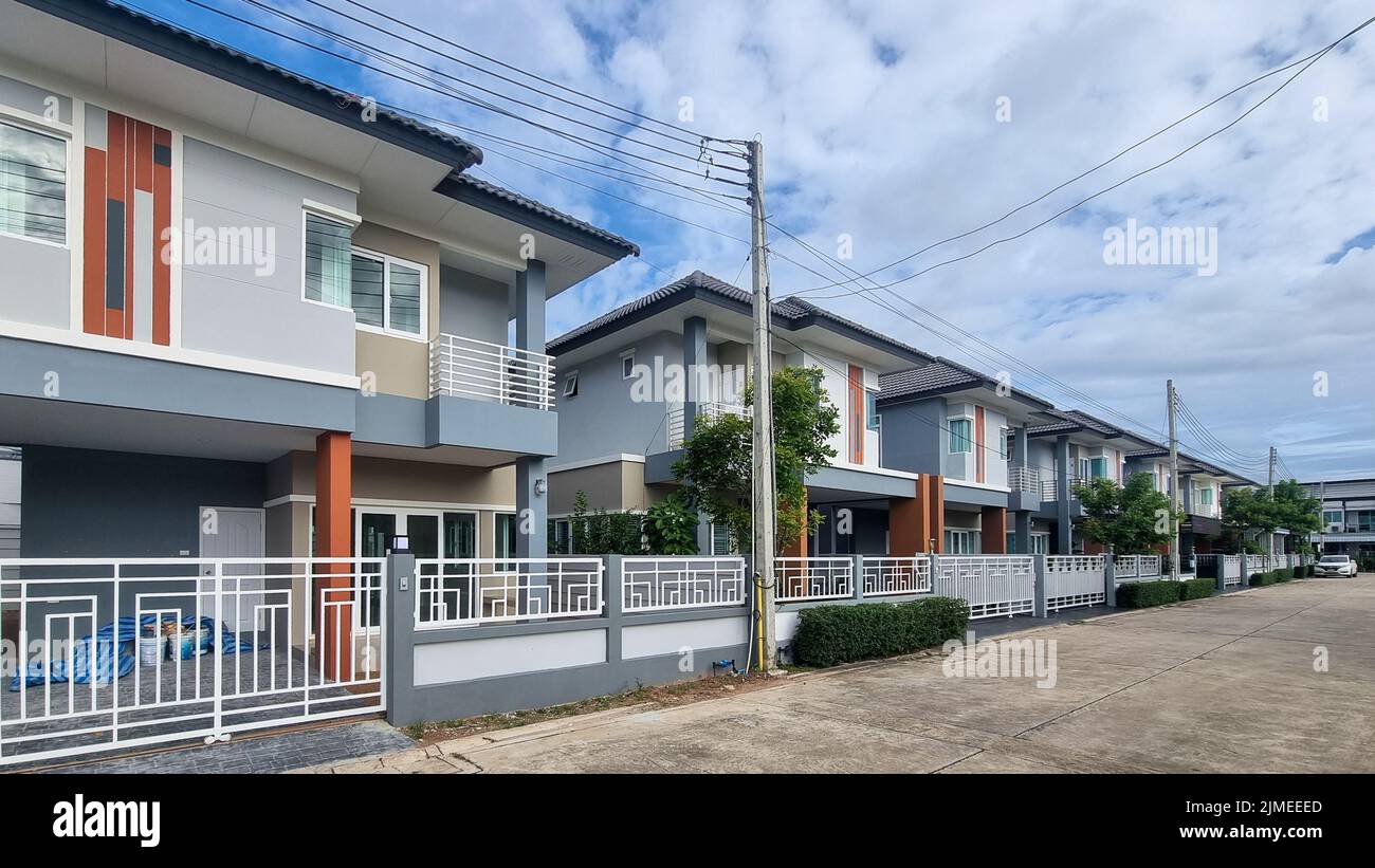 Thai Suburban areas with modern family houses, newly built modern ...