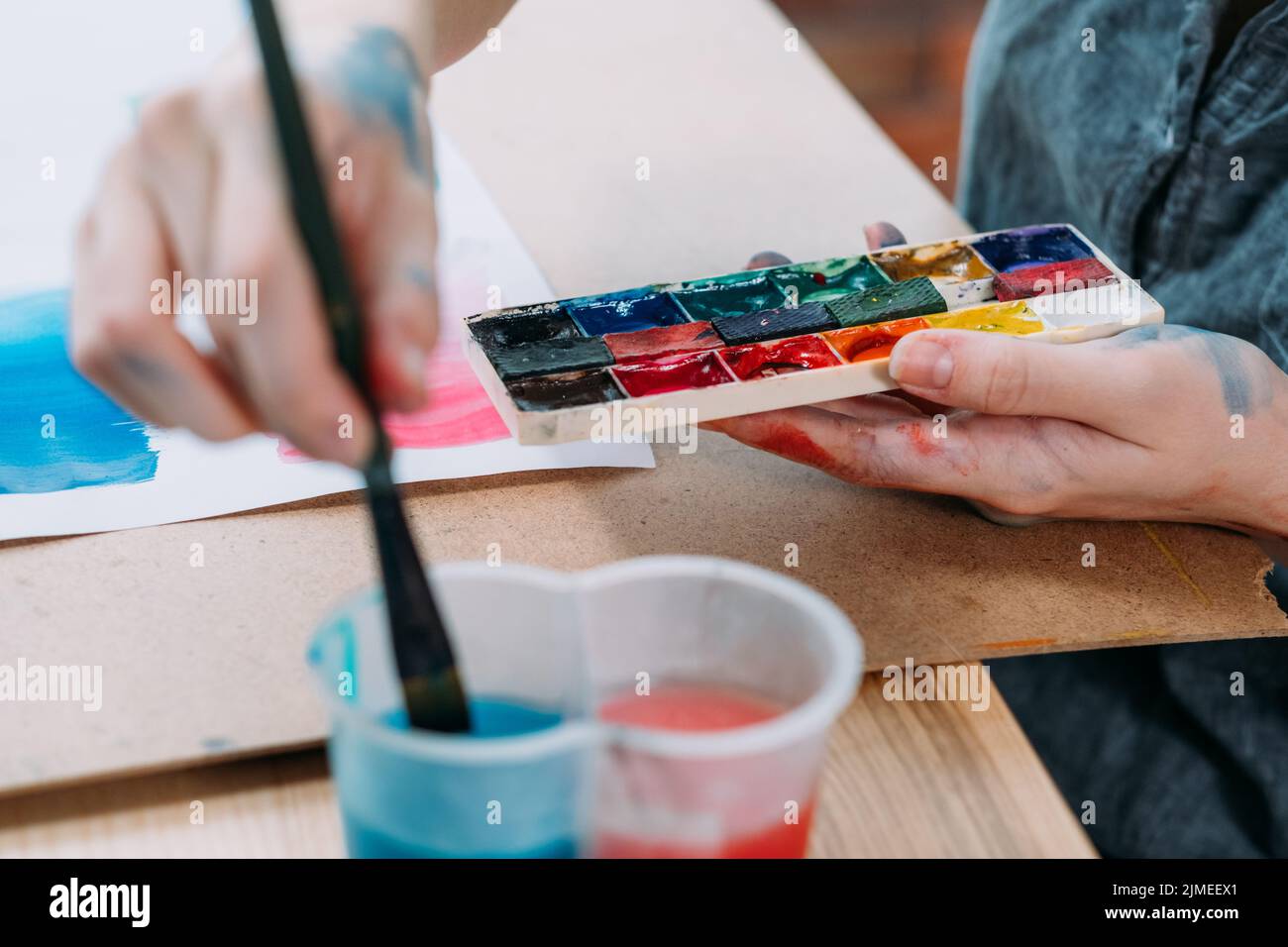 creative hobby female artist painting watercolor Stock Photo Alamy