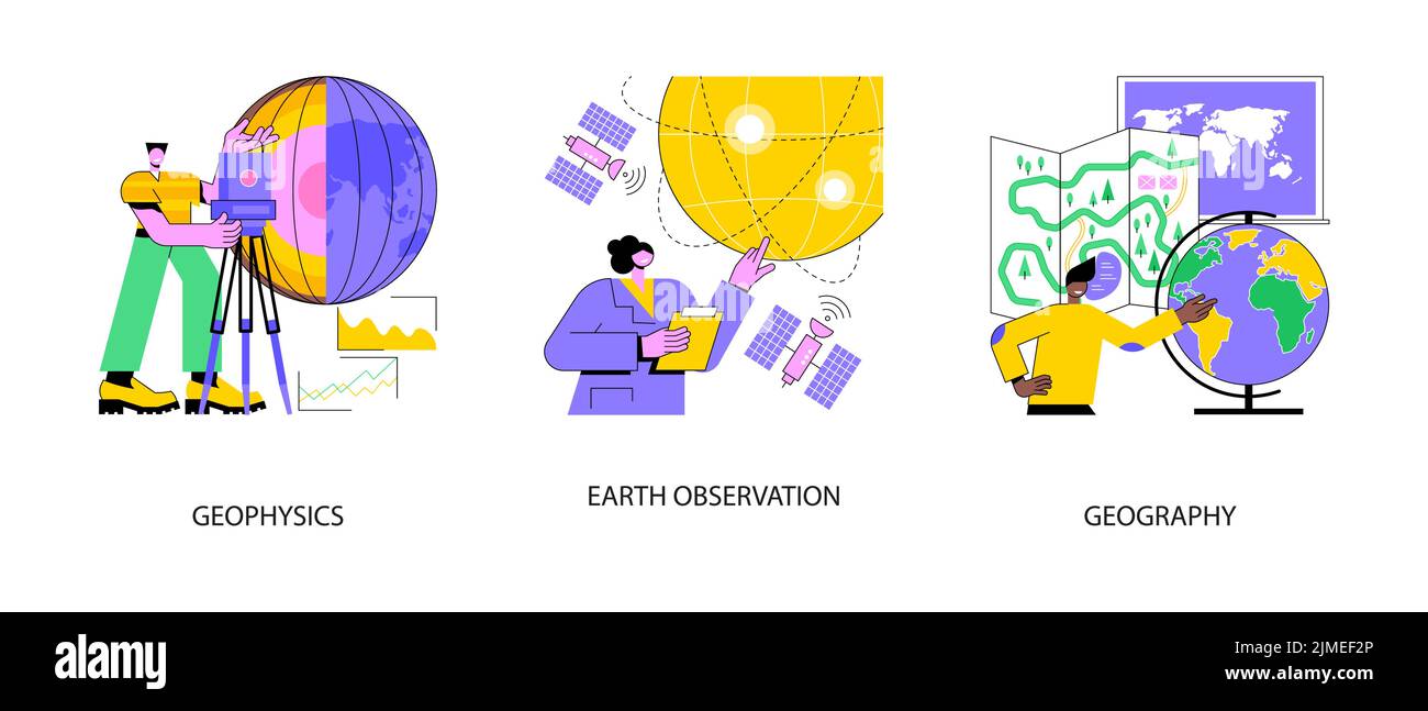 science abstract concept vector illustration set. Geophysics