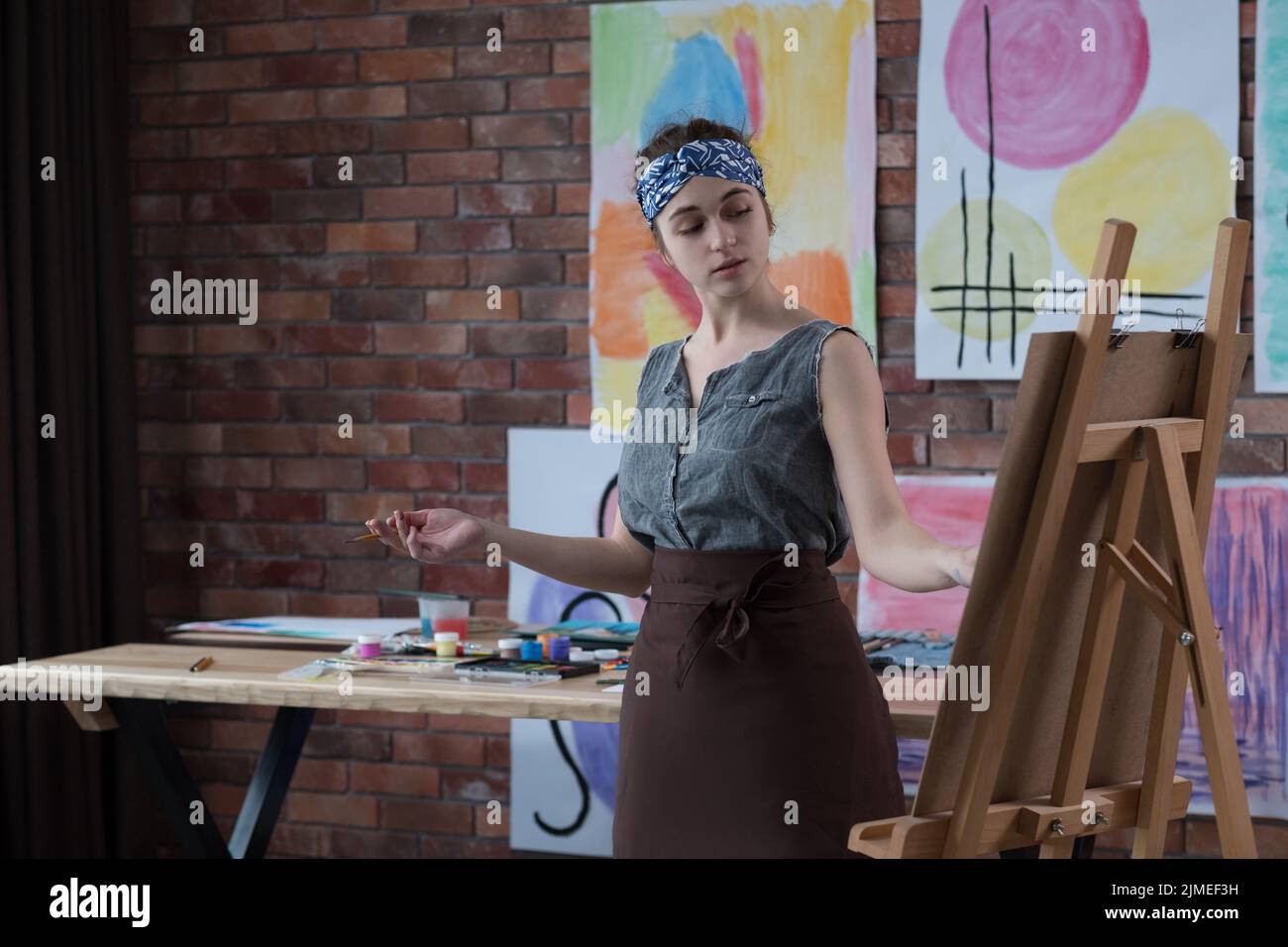 talent skills creative artist easel drawing pencil Stock Photo Alamy