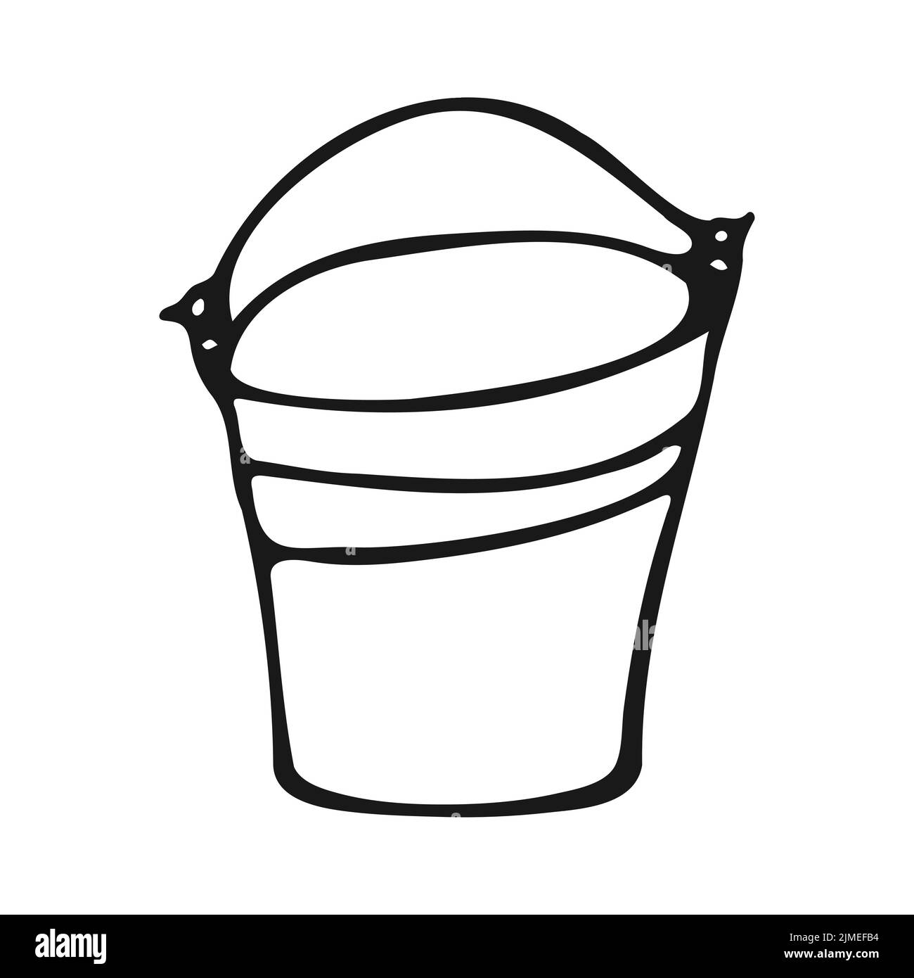 Bucket in doodle style. Bucket for home and garden work. Vector illustration. Stock Vector