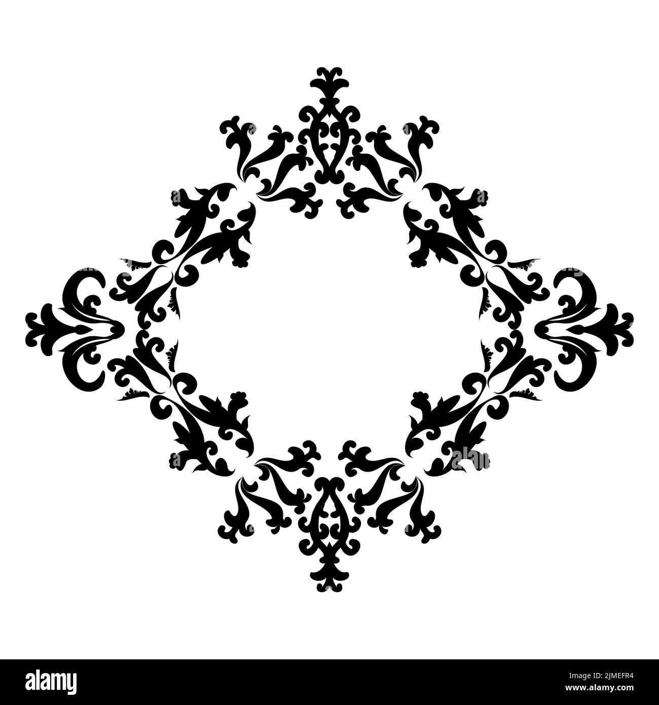 Decorative frame with floral pattern. Floral border in damask style