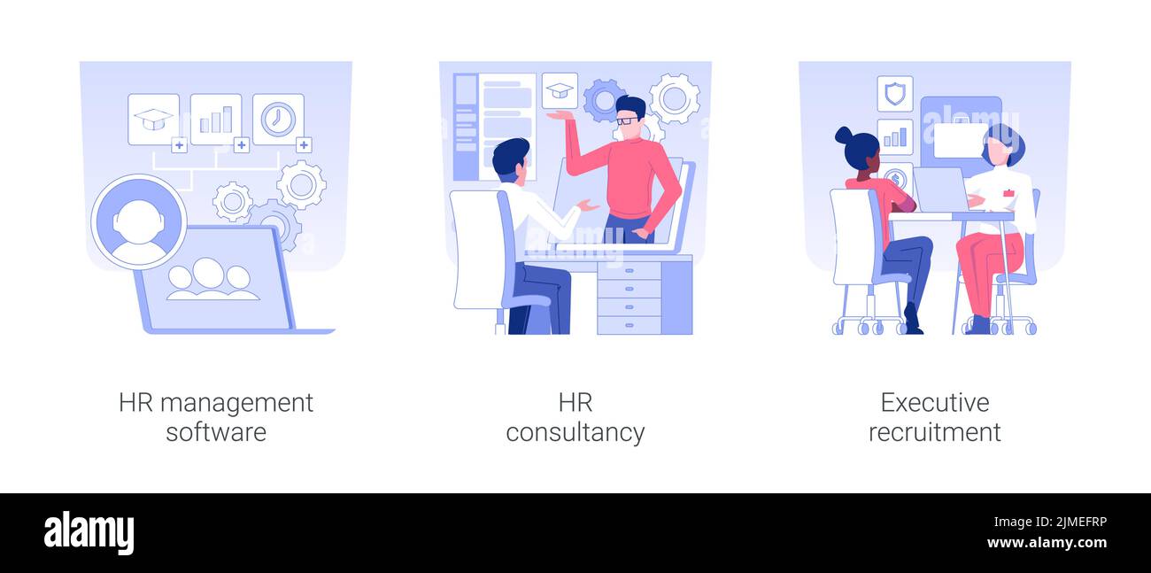 HR manager isolated concept vector illustration set. HR management ...