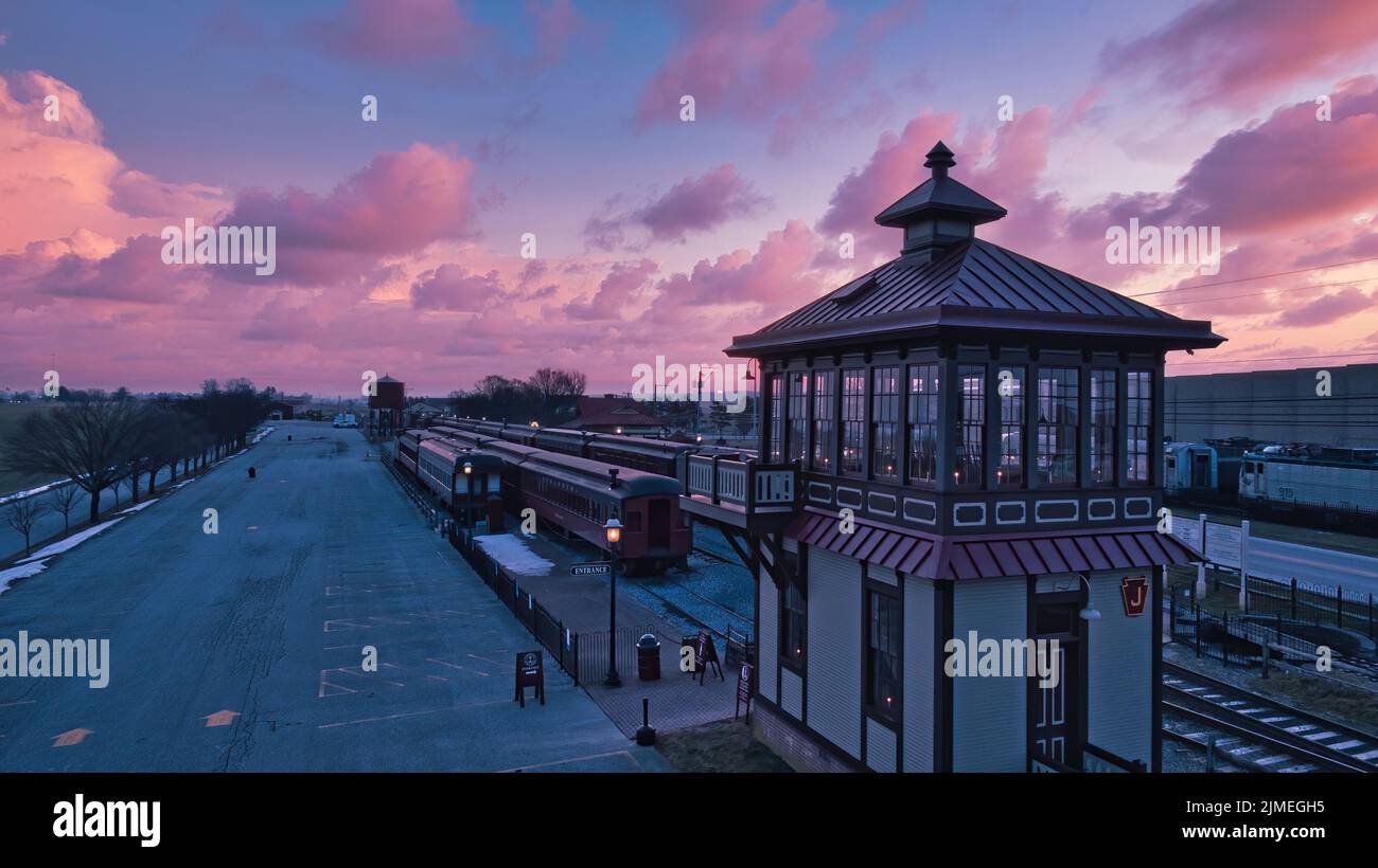 Sunrise With Blue, Red Sky and Clouds Stock Photo