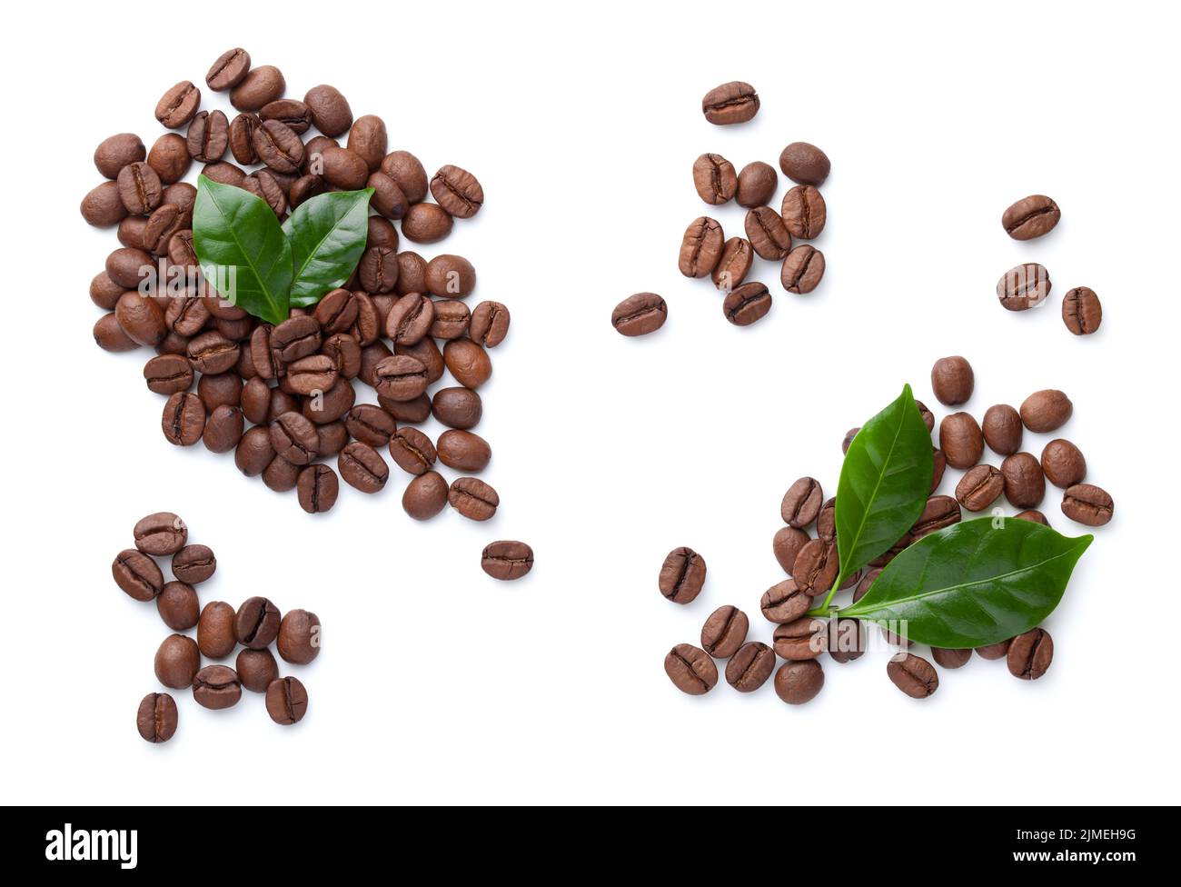 Coffee Beans With Leaves Isolated On White Stock Photo - Alamy