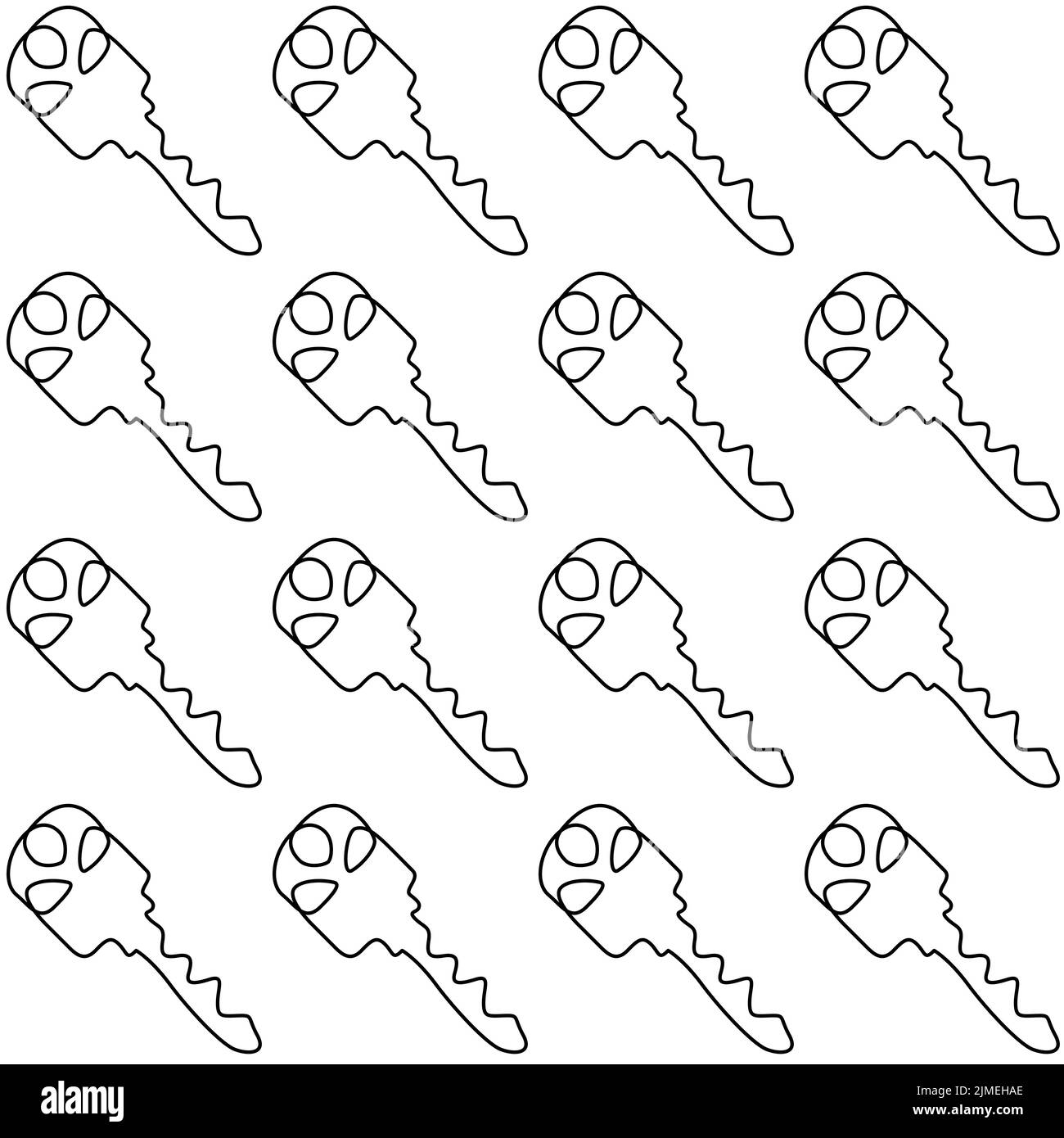 Keys seamless pattern. Minimalist continuous line key background. Vector illustration for real estate sale, security Stock Vector