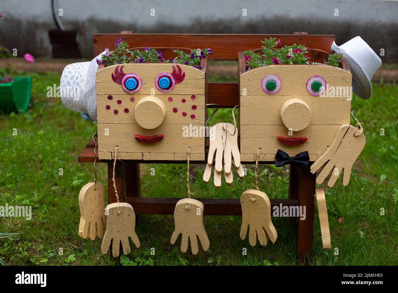 Garden figures. Characters for decorating the flower bed. Stock Photo