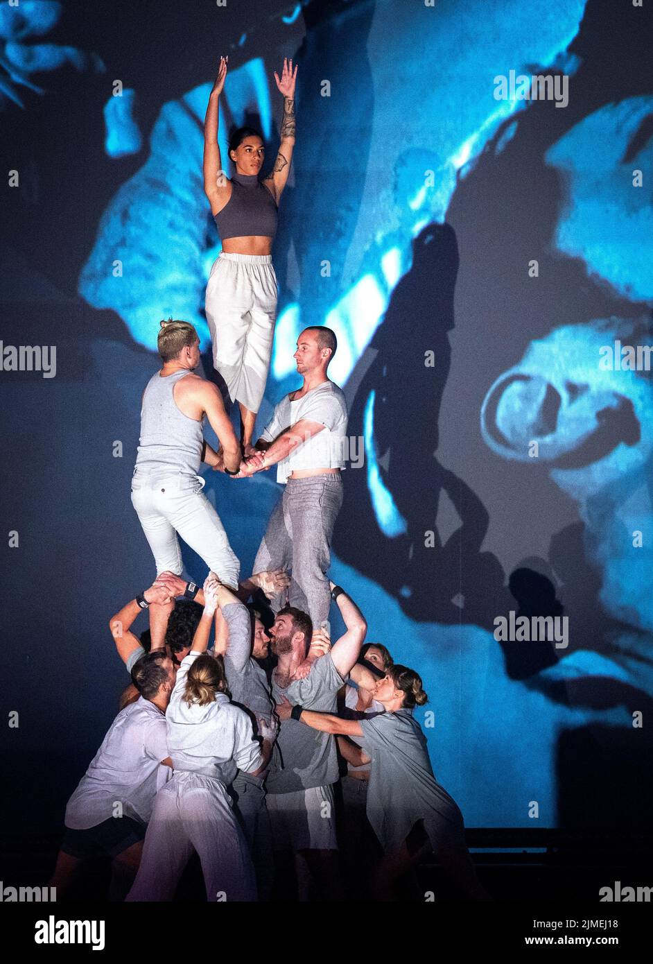 MACRO featuring Australian circus legends Gravity & Other Myths on stage during the opening event for the 75th Edinburgh International Festival at BT Murrayfield Stadium. Picture date: Friday August 5, 2022. Stock Photo
