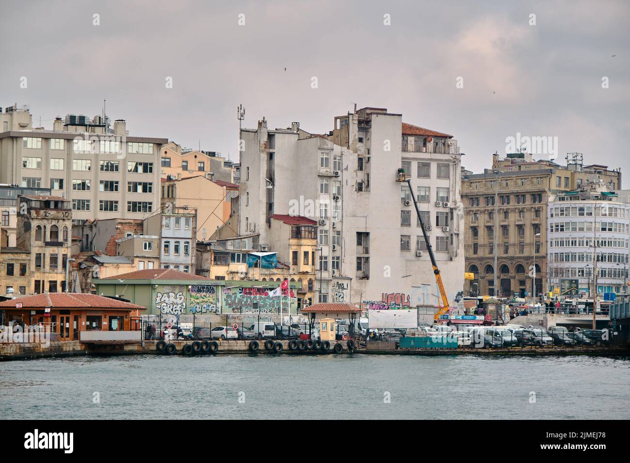 Karakoy, istanbul pier, karakoy port in istanbul photo from bosphorus. 03.03.2021. istanbul. Turkey Stock Photo