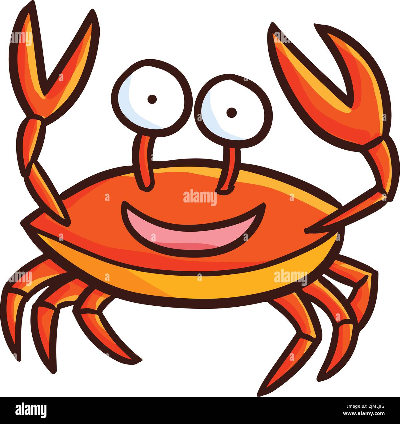 A vector illustration of a crab smiling isolated on a white background