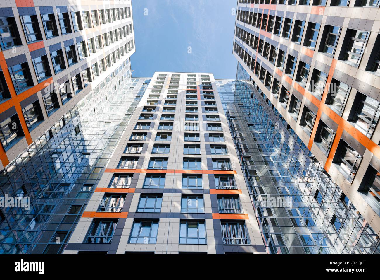 Photo of a residential high-rise building on a summer day Stock Photo ...