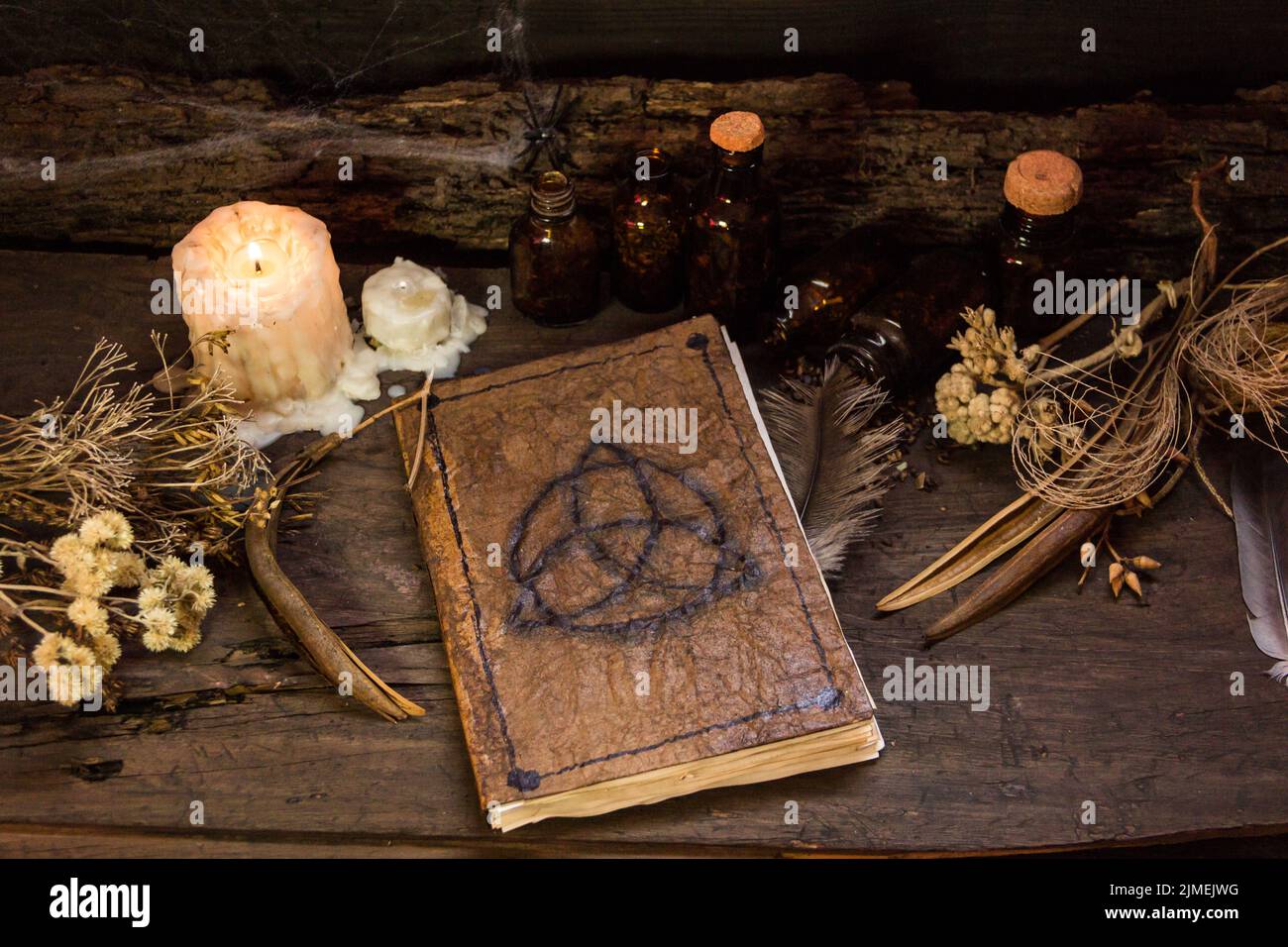 Set of objects symbols of esoteric rituals Stock Photo