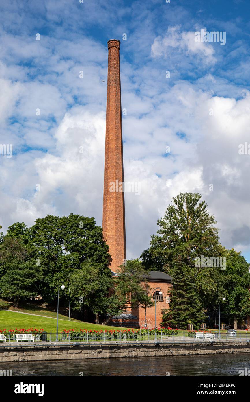 Frenckellin pannuhuone chimney stack in Tampere, Finland Stock Photo