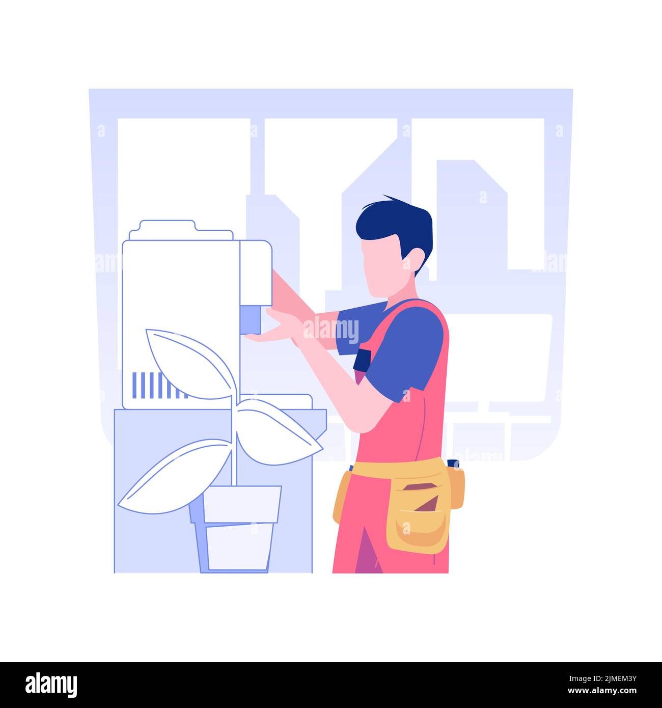 Coffee machine maintenance isolated concept vector illustration