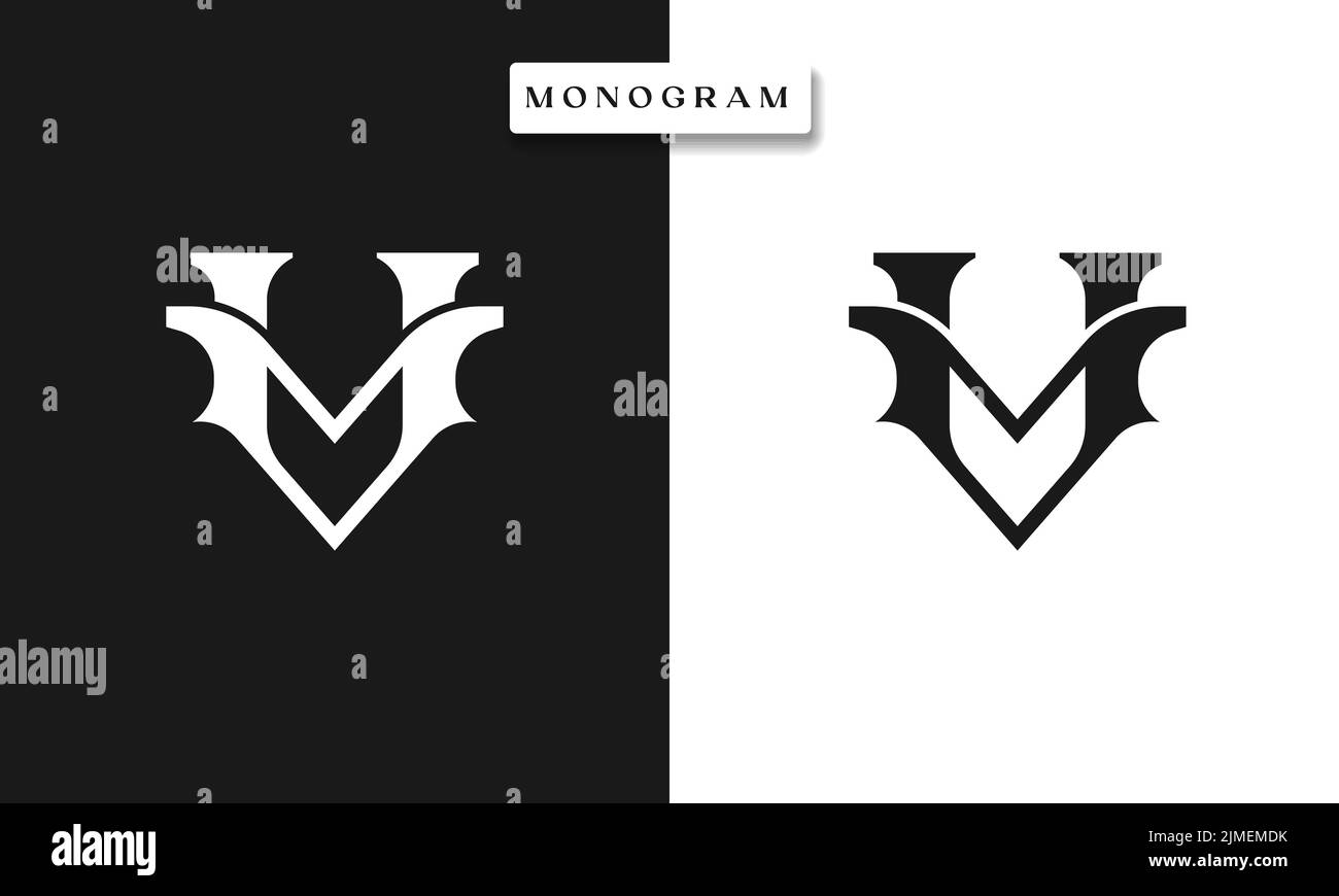 A monogram logo template vector illustration isolated on black and white background Stock Vector
