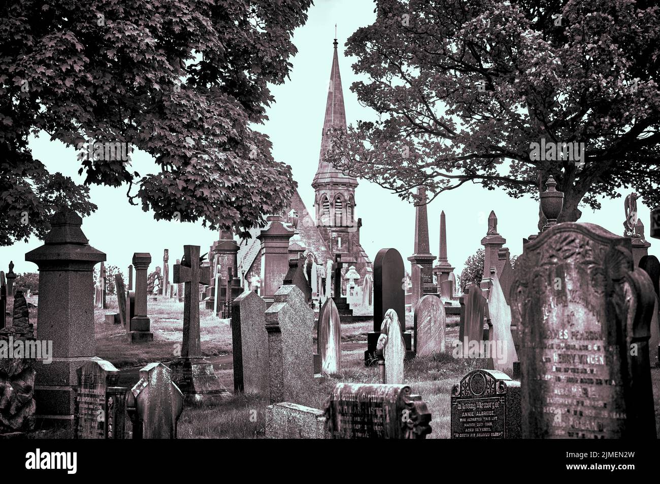 Layton cemetry gravestones and mortuary chapel Stock Photo