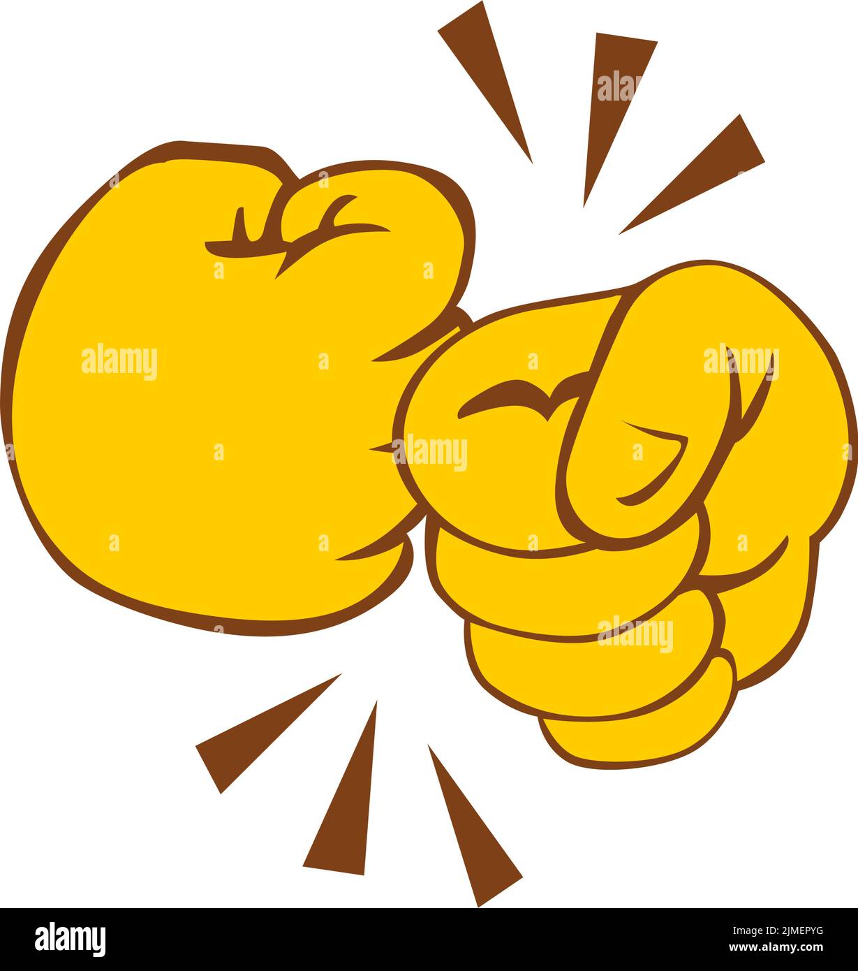 Greeting of two clenched fists of hands.  Cartoon icon in comic style. Vector on transparent background Stock Vector