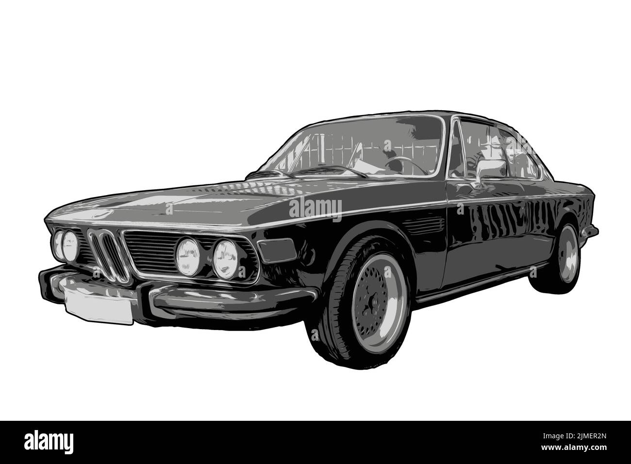 A vector illustration of a vintage car isolated on a white background ...