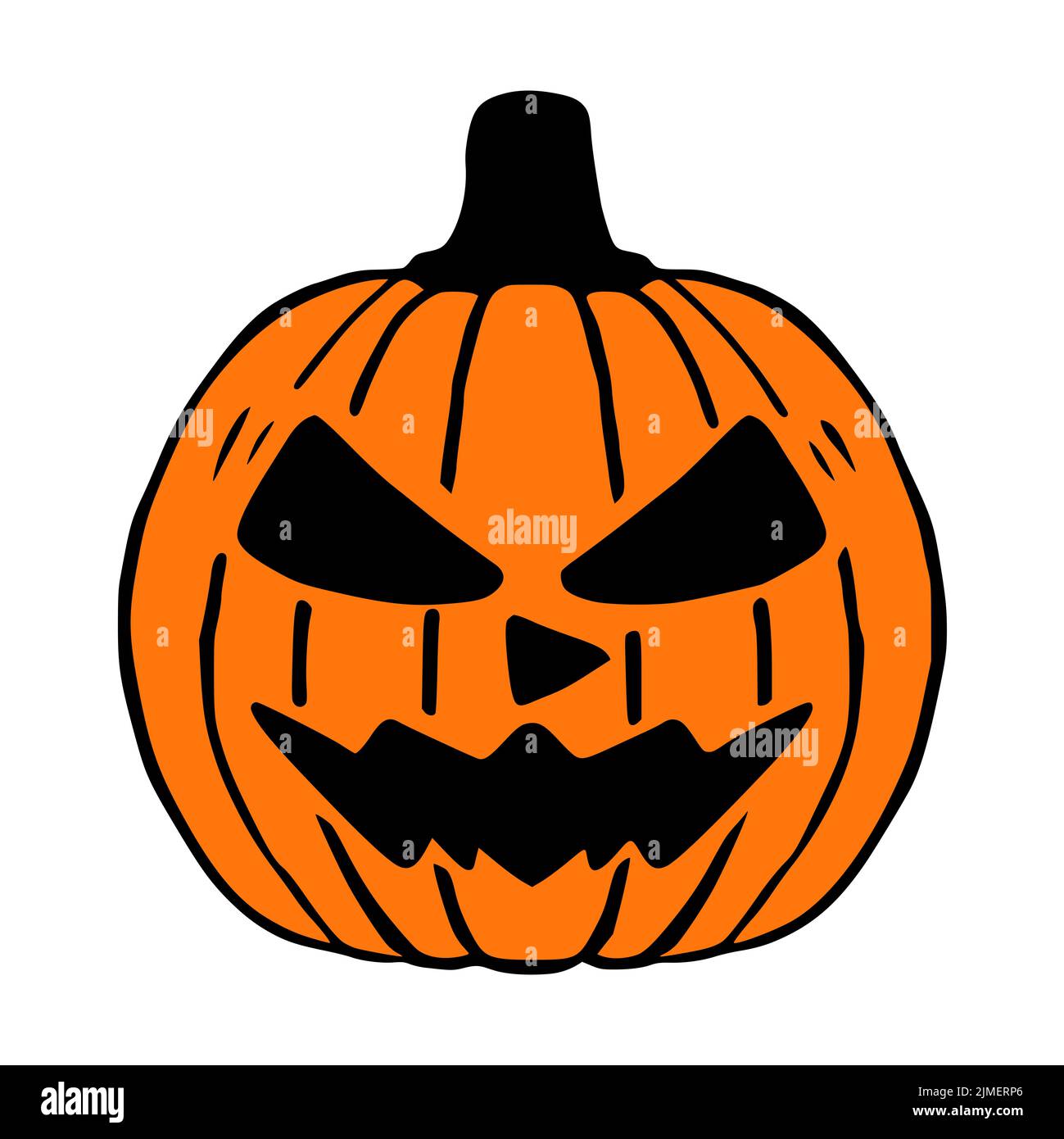 Mad Jack O Lantern hand drawn art, halloween pumpkin isolated Stock ...