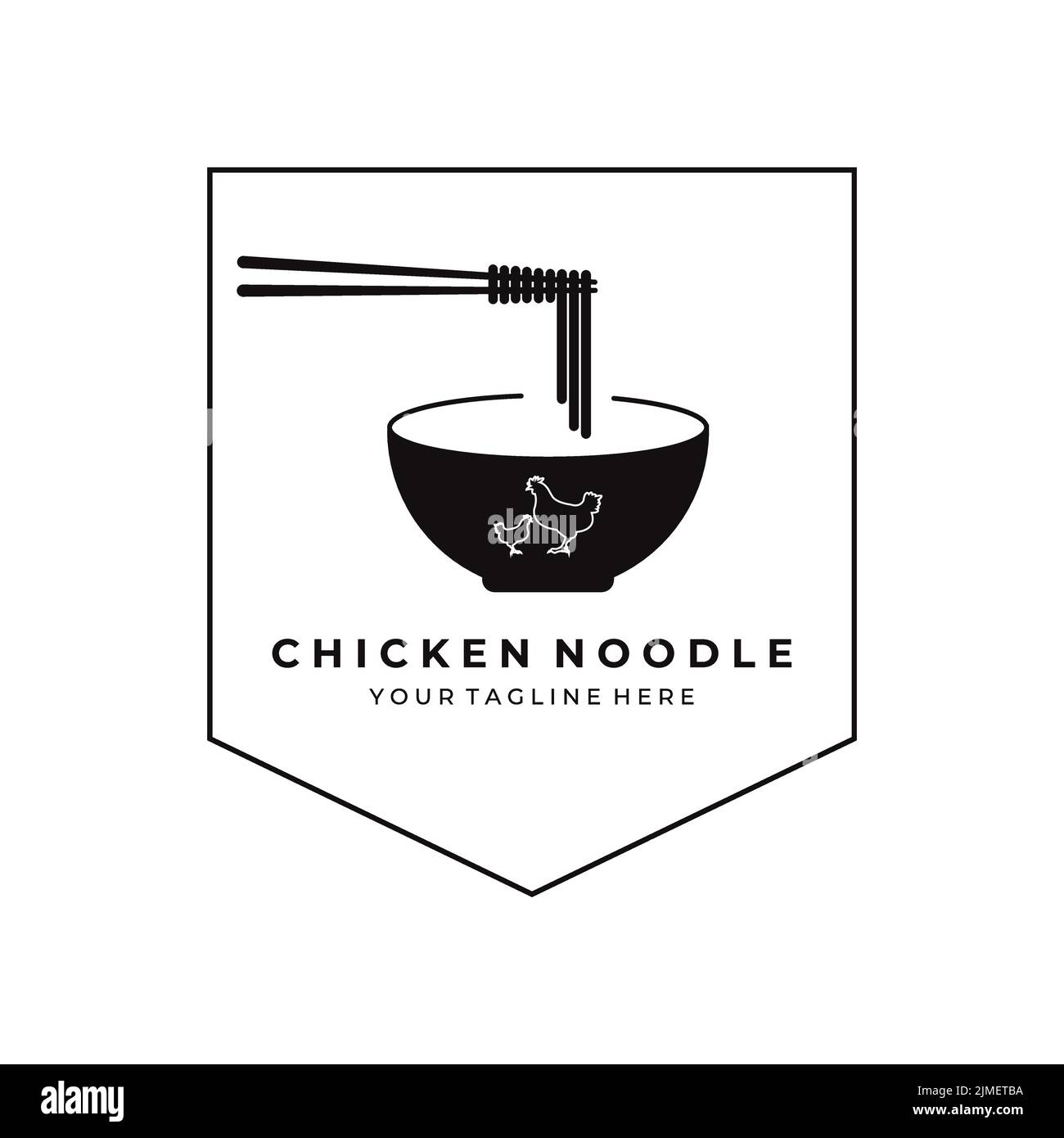 A noodle and chicken restaurant logo design with text space Stock
