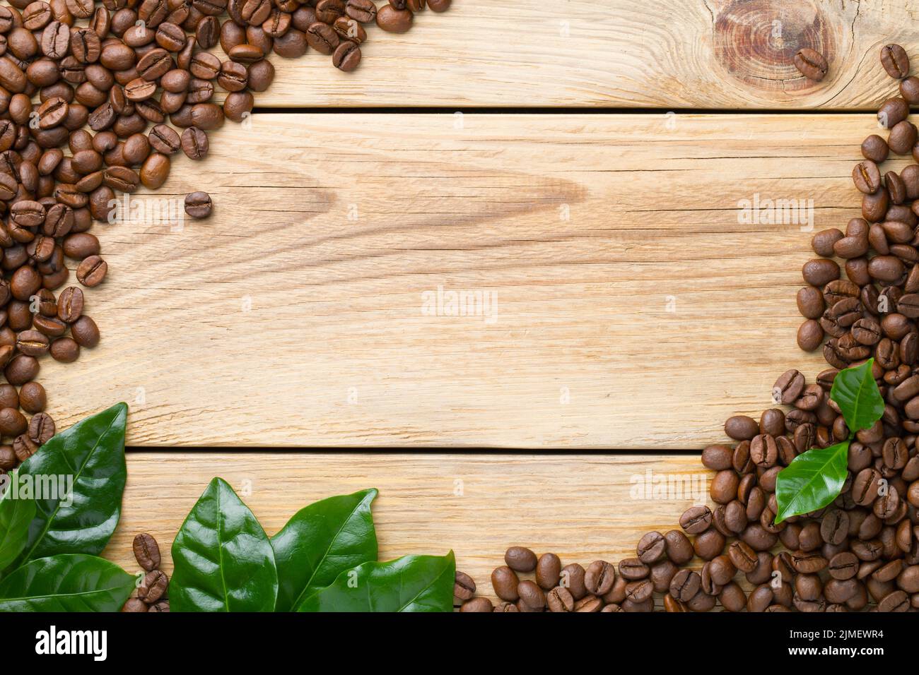 Grain Gourmet Coffee Beans On Wood Background Stock Photo