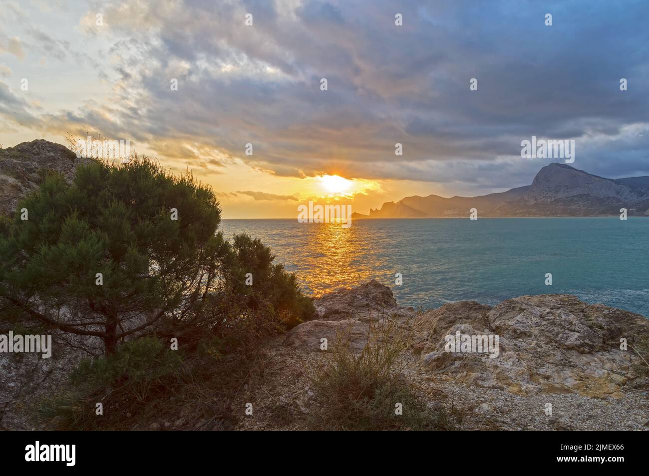 Sunset over the Black Sea. Stock Photo