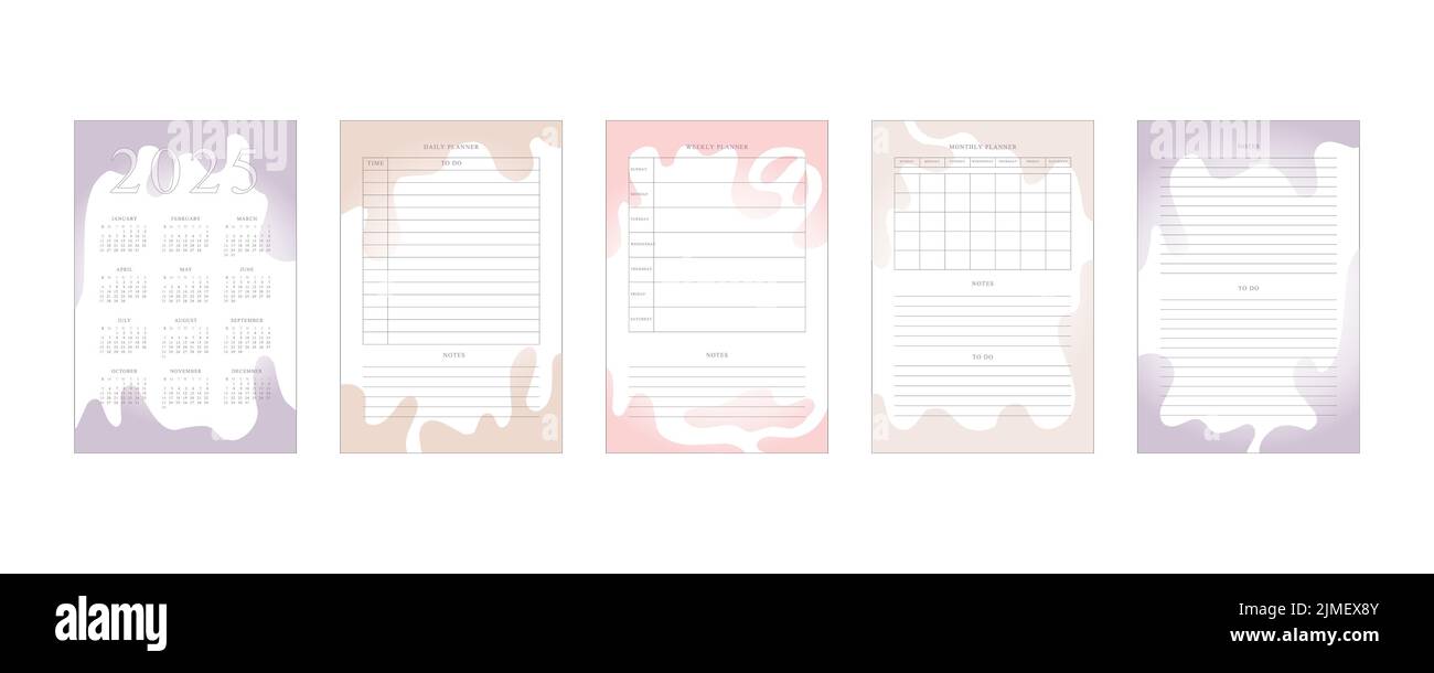 2025 calendar and daily weekly monthly planner to do list with delicate