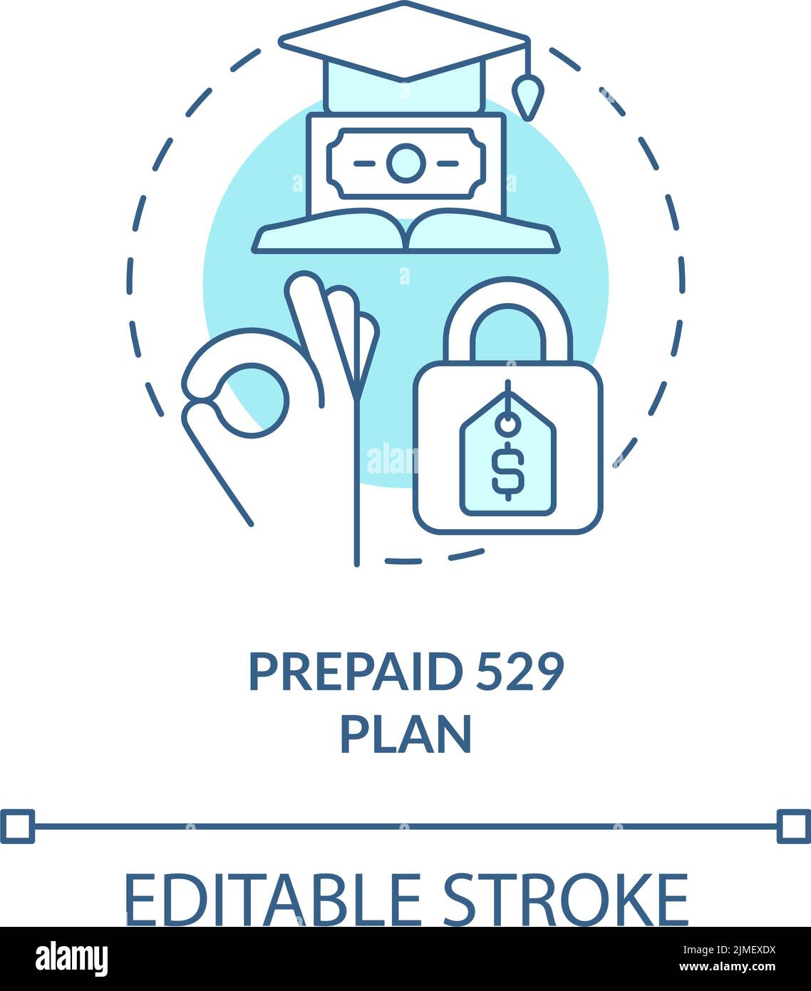 Prepaid federal plan turquoise concept icon Stock Vector