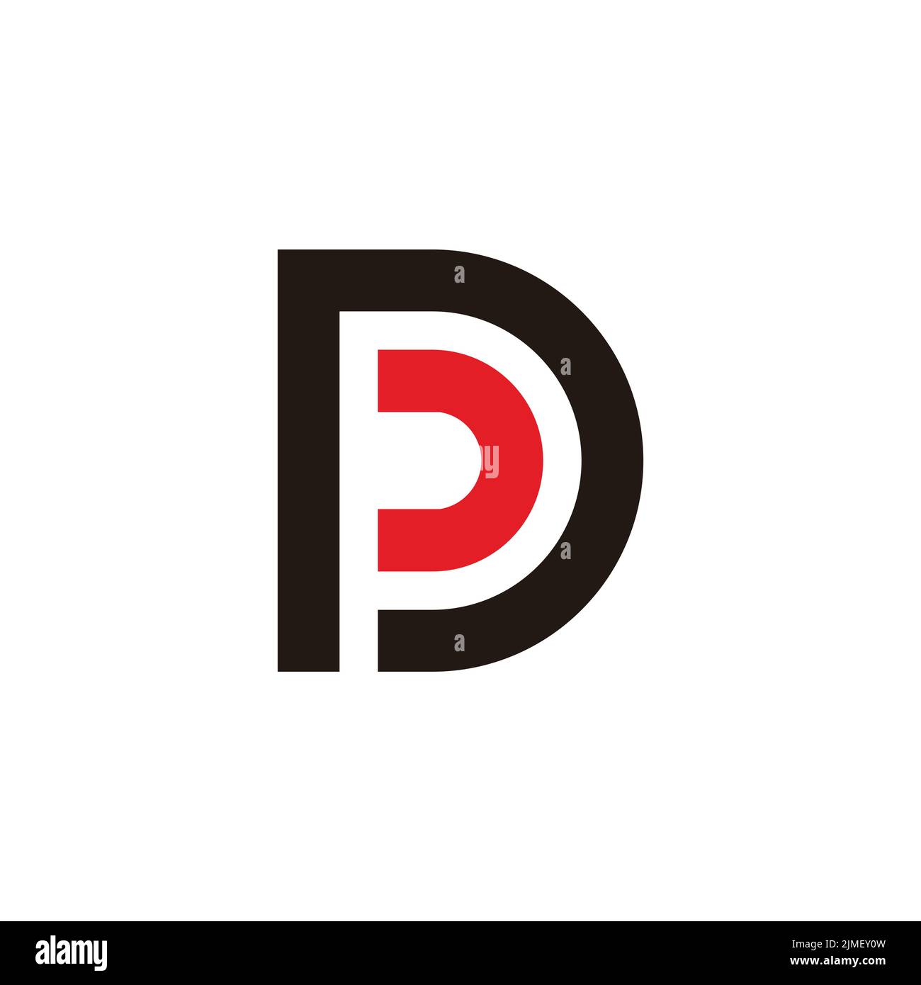 letter pd simple negative space geometric logo vector Stock Vector