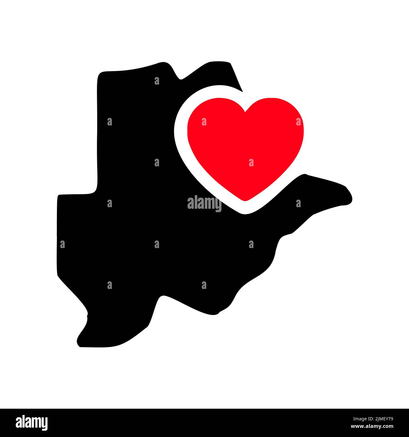 I love Botswana, Botswana map and heart symbol glyph icon Stock Photo