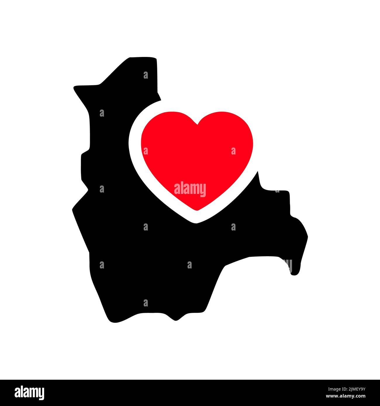 I love Bolivia, Bolivia map and heart symbol glyph icon Stock Photo